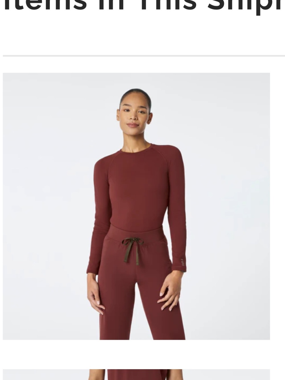 Figs Women Waffle Long Sleeve Underscrub Walnut